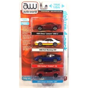 AW Auto World Target Exclusive DELUXE 4-PACK CAMARO, MUSTANG, FIREBIRD, CORVETTE